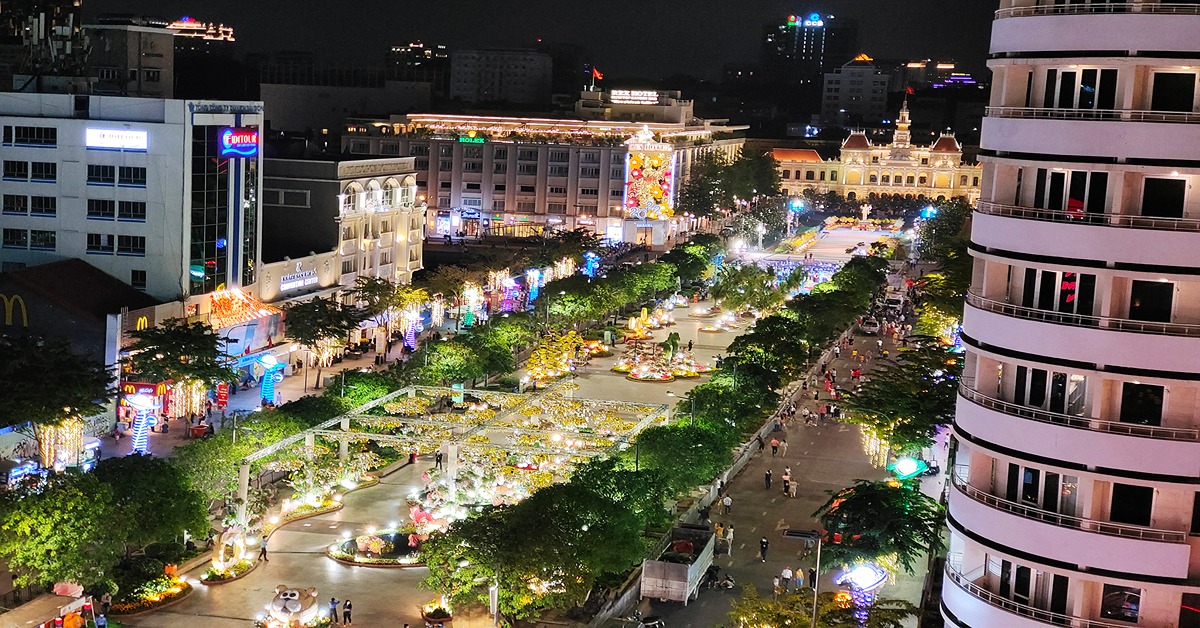 Daytime/Night time at Nguyen Hue Walking Street